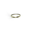 Rare Earth Gallery titanium ring with gold IP plating and white cubic zirconia stones on a 2mm half-band