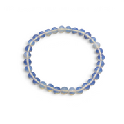Rare Earth Gallery 6mm opalite beaded bracelet with translucent blue and iridescent round gemstone beads