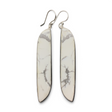 Rare Earth Gallery elongated howlite dangle earrings featuring freeform white cabochons in 925 sterling silver bezels.