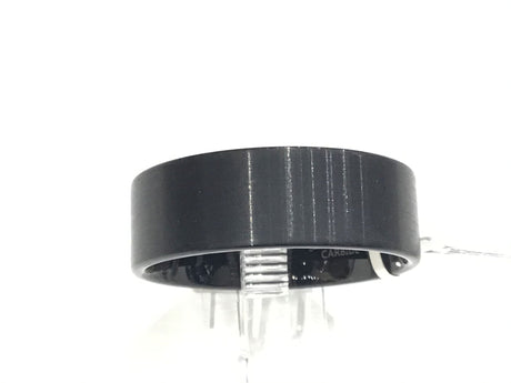 Black brushed pipe-cut tungsten ring, 9mm band size 9.5 with engraved interior