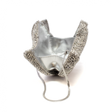 Big Leaf Crystal Purse with Chain - Clear & Silver