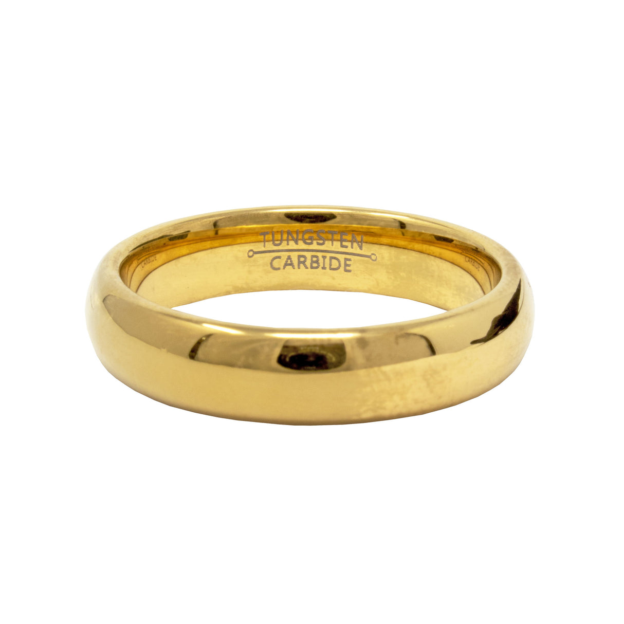 5mm Domed Tungsten Ring With Gold-Plated Finish