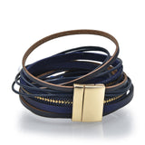 Double Wrap Druze Bracelet - Navy with Magnetic Clasp