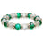Crystal bracelet with clear and teal faceted glass beads and sparkling rhinestone spacer rings