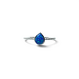 Rare Earth Gallery pear-shaped blue opal ring featuring a delicate textured silver band on a white background