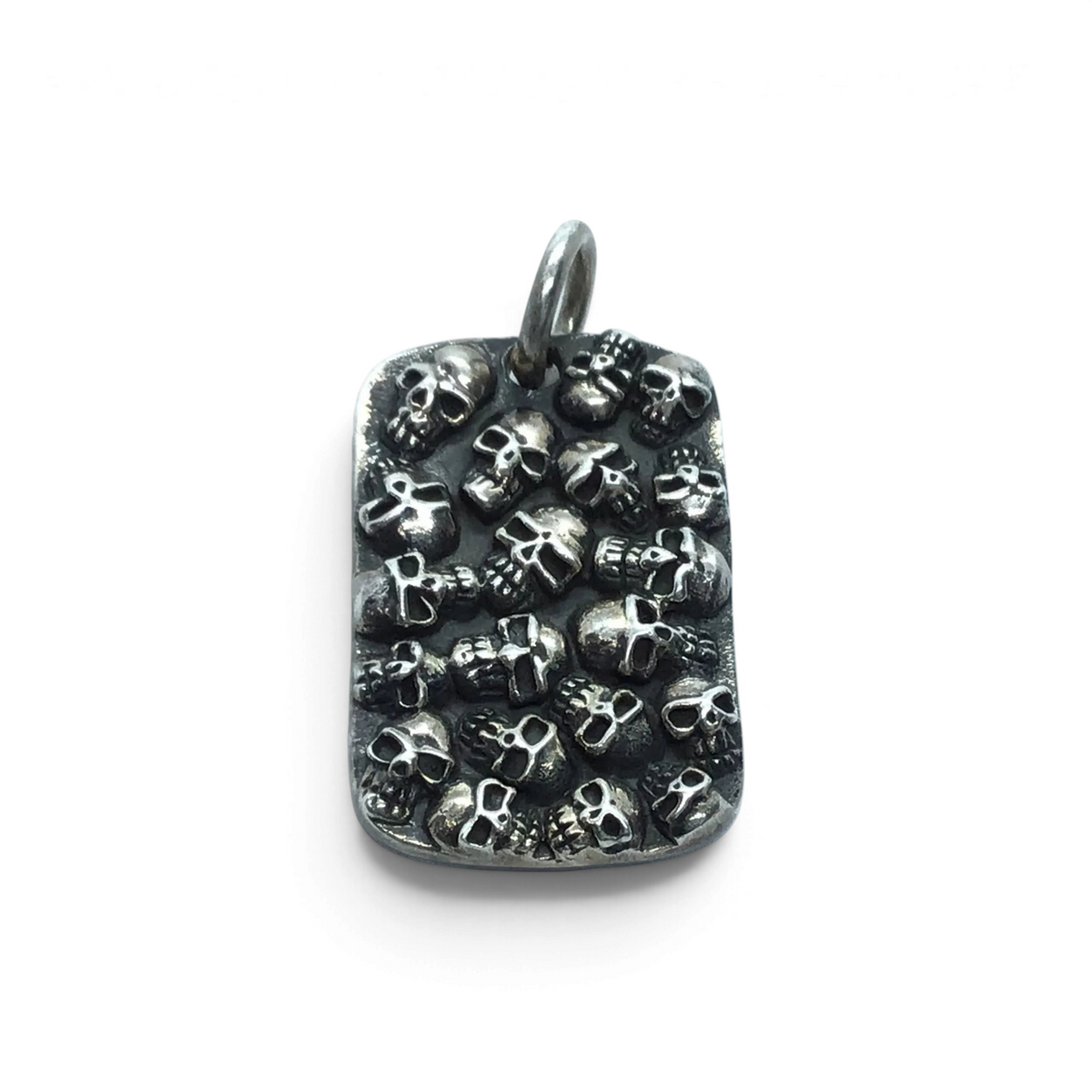 View of Sterling Silver Skull Dog Tag Pendant