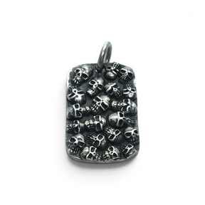 View of Sterling Silver Skull Dog Tag Pendant