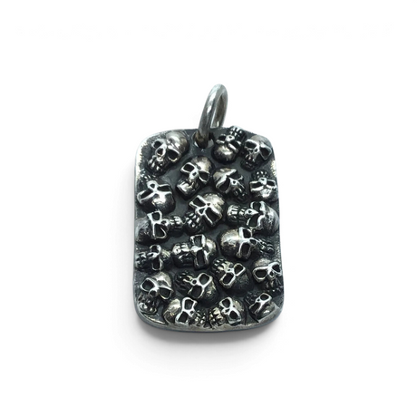 View of Sterling Silver Skull Dog Tag Pendant