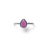 Pink Opal Ring with Textured Band - Pear Shape Sz10