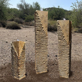 Carmel Travertine Column Trio Fountain Set With Pins - Design With Smooth Corner