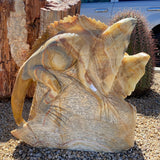 Talan Onyx Travertine Duo Iguana Sculpture - Flat with Tail off Boulder