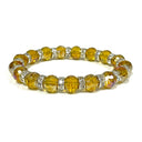 Light topaz crystal bracelet with golden faceted beads and rhinestone rondelle spacers