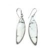 Rare Earth Gallery howlite dangle earrings featuring elongated sharp oval cabochons set in 925 sterling silver bezels.