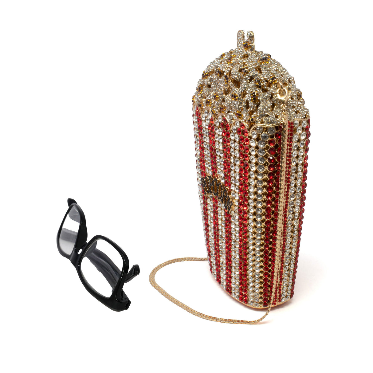 Popcorn Tub Crystal Purse with Chain - Classic Colors