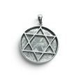 Rare Earth Gallery Muonionalusta meteorite pendant featuring a Star of David in polished 925 sterling silver.