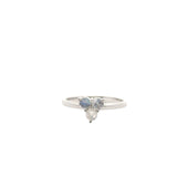 Rainbow Moonstone Ring - Triple Round Cabochons Prong Set in Simple Sterling Silver sz5