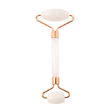 Rouleau facial en quartz avec accessoires en or rose
