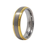 6mm Tungsten Ring Featuring A Yellow-Plated Brushed Center