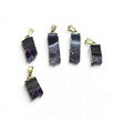 Rare Earth Gallery gold plated rectangular Uruguayan amethyst slice pendants with natural crystal edges