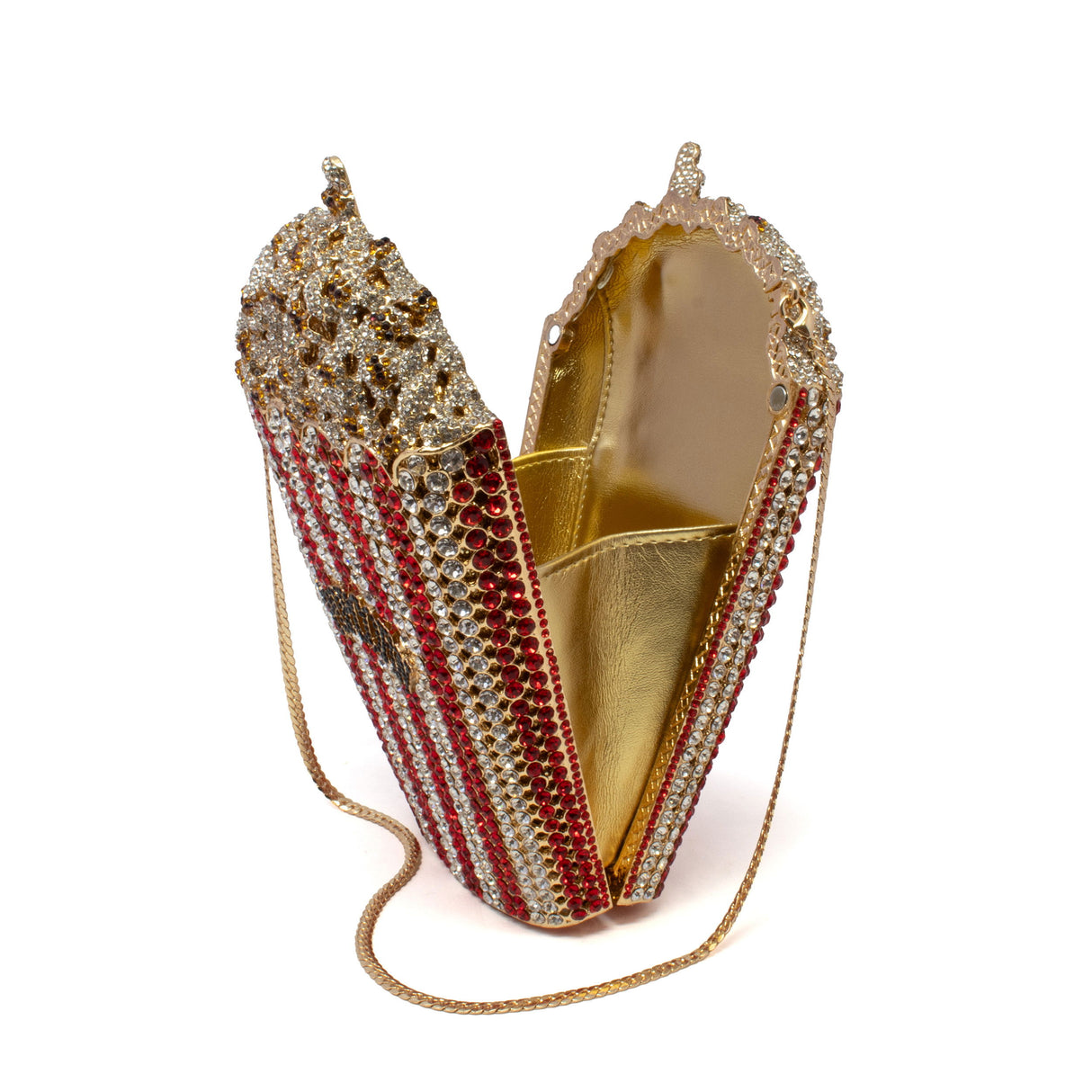 Popcorn Tub Crystal Purse with Chain - Classic Colors