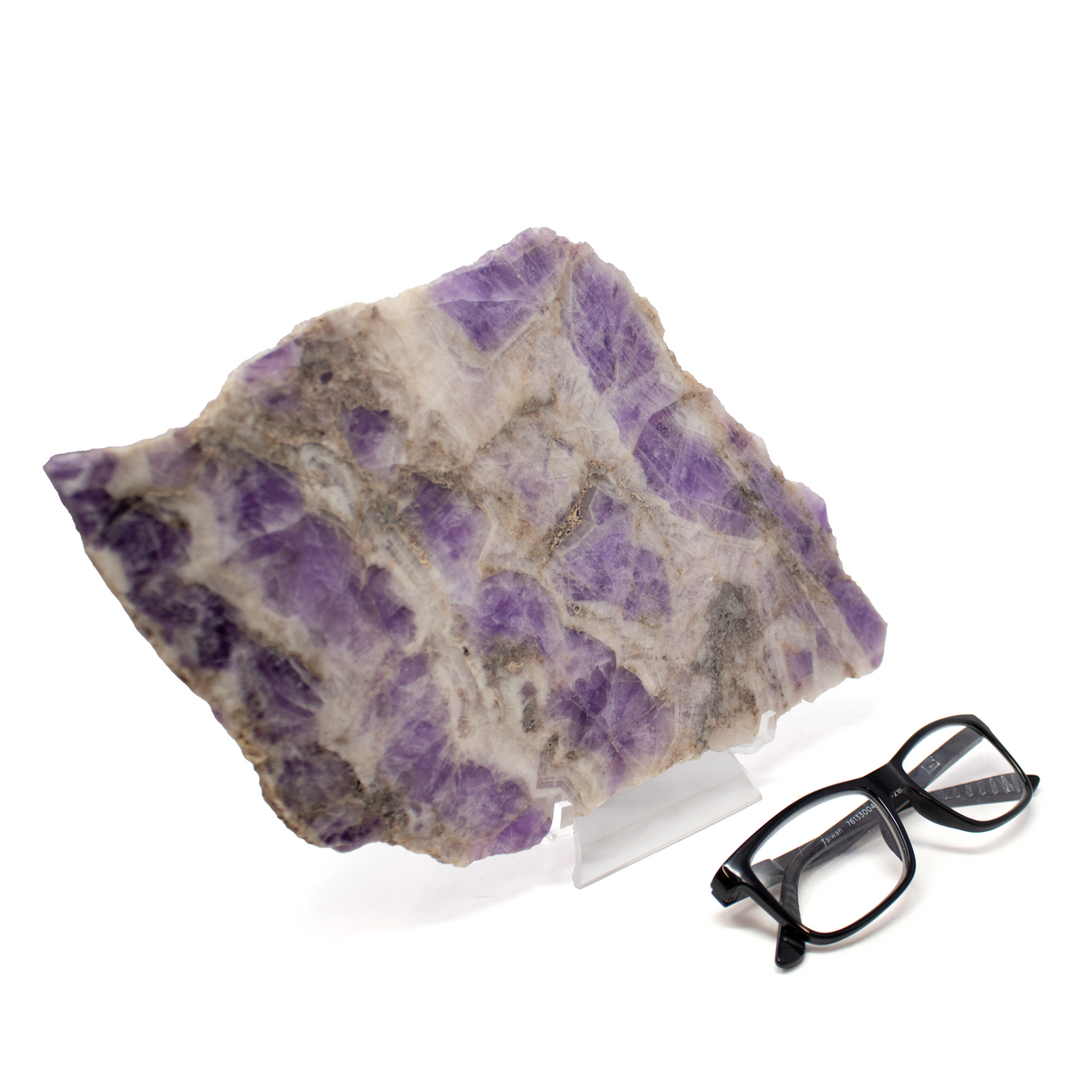Chevron Amethyst Slice Luminary In Lucite Lighted Stand - Horizontal Banding (38z)