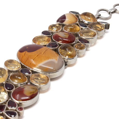 View of Australian Mookaite Bracelet -Oval With Citrine & Garnet