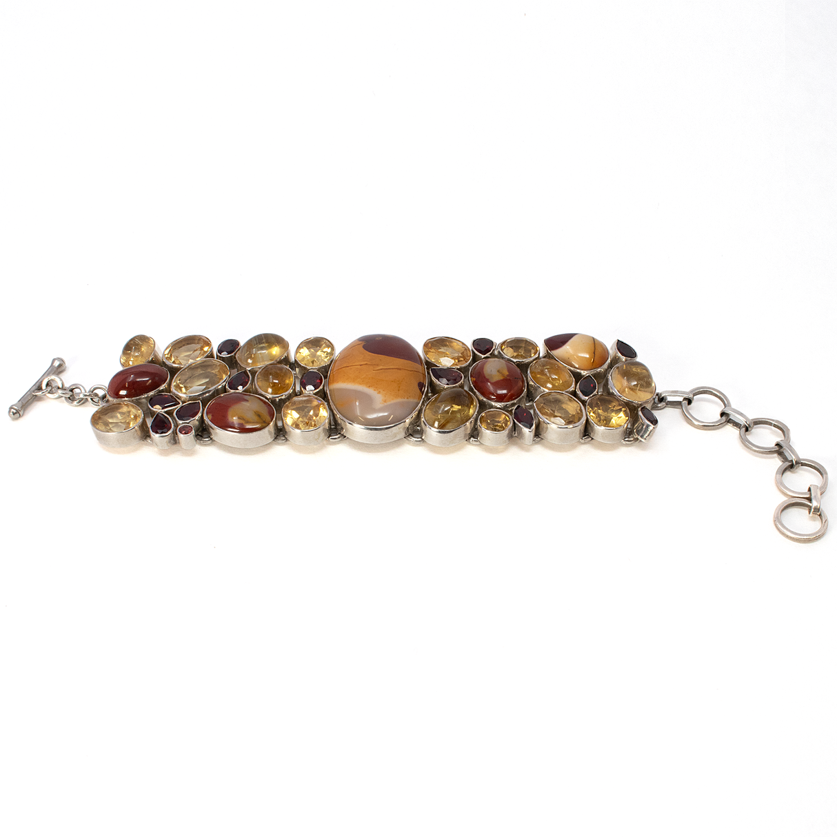 Australian Mookaite Bracelet -Oval With Citrine & Garnet