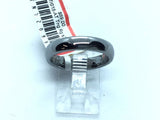 Tungsten 4mm high-polished domed band ring in silver tone, size 7