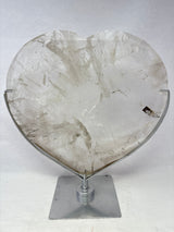 Clear Lemurian Quartz Crystal Faceted Heart on Fitted Stand