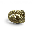Rare Earth Gallery gold vermeil two-headed snake ring with ornate scales on 925 sterling silver