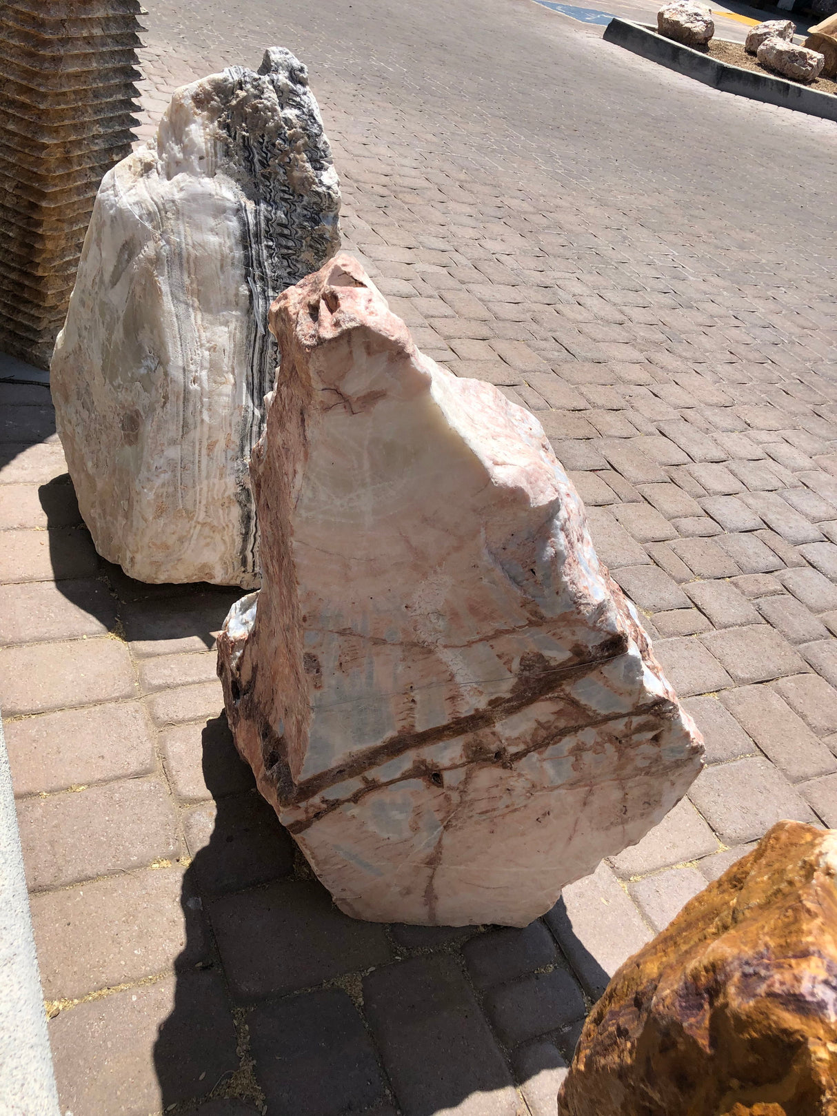 Cherry Blossom Onyx Fountain - Boulder With 1 Cut Side