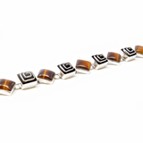 Tigers Eye Bracelet With Folded Spiral Silver Links