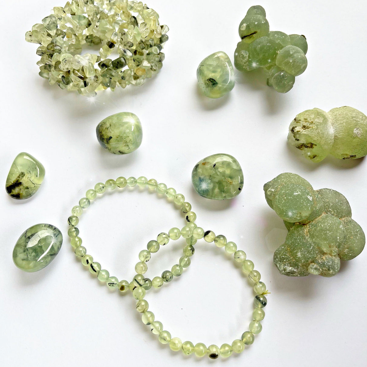 Tumbled Prehnite (Singles) with Epidote from Mali