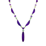 Rough Amethyst Necklace - 7 Unpolished Gems with 5 Duos of Faceted Amethyst Ovals & Herkimer Diamonds - 925 Sterling Silver Bezels