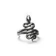 Rare Earth Gallery sterling silver snake ring featuring a detailed coiled serpent design on a double band