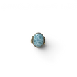 Rare Earth Gallery oval larimar cabochon ring with a silver braided bezel and gold heart detail on an oxidized band.