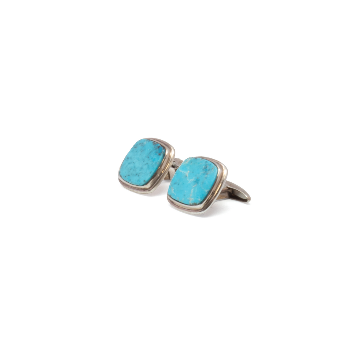 Nacozari Turquoise Square Cufflinks With Silver Edge