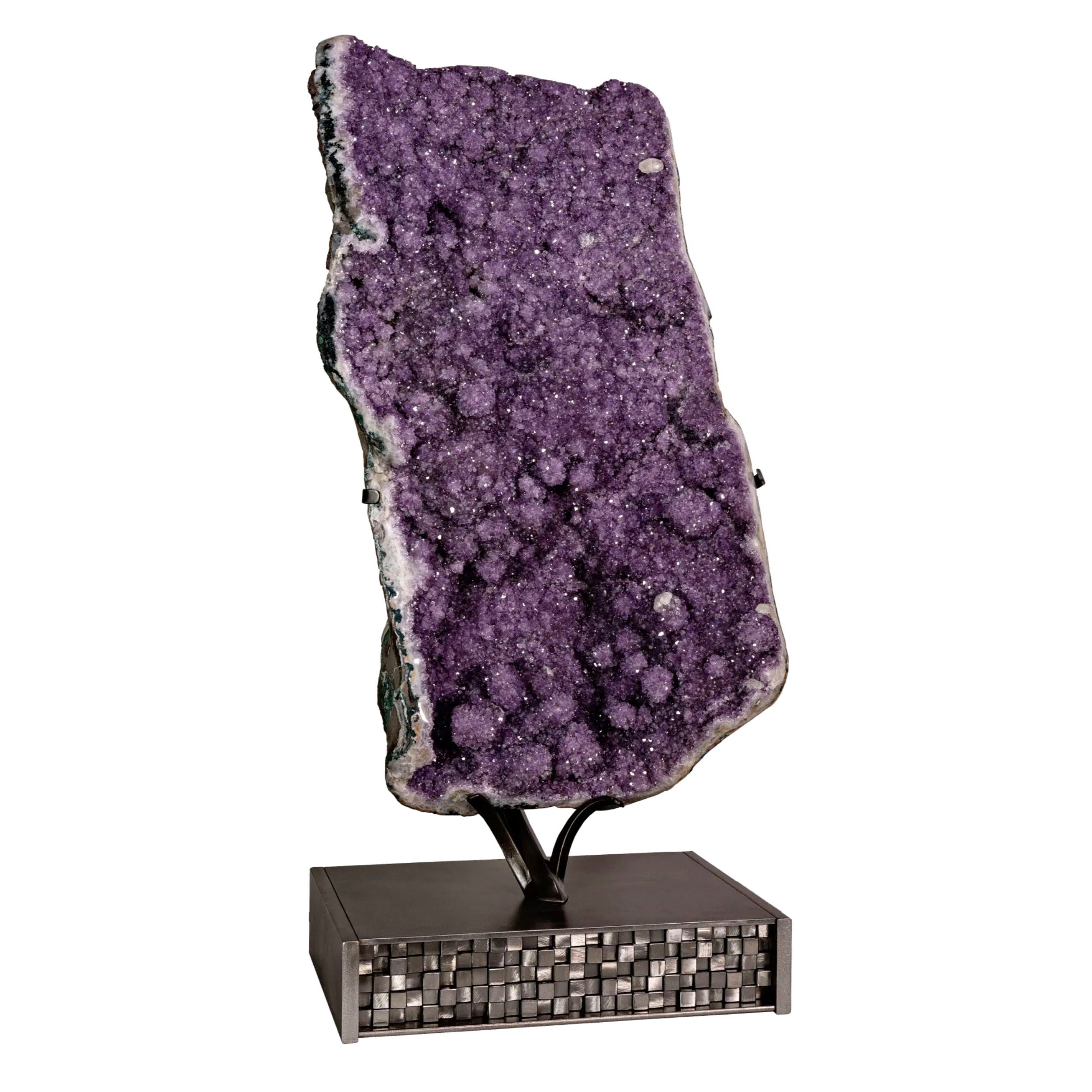 Amethyst Geode With Calcite Inclusions & Prominent Stalactite Bubbles ...