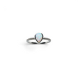 Rare Earth Gallery pear-shaped white opal ring featuring a delicate silver textured beaded band.