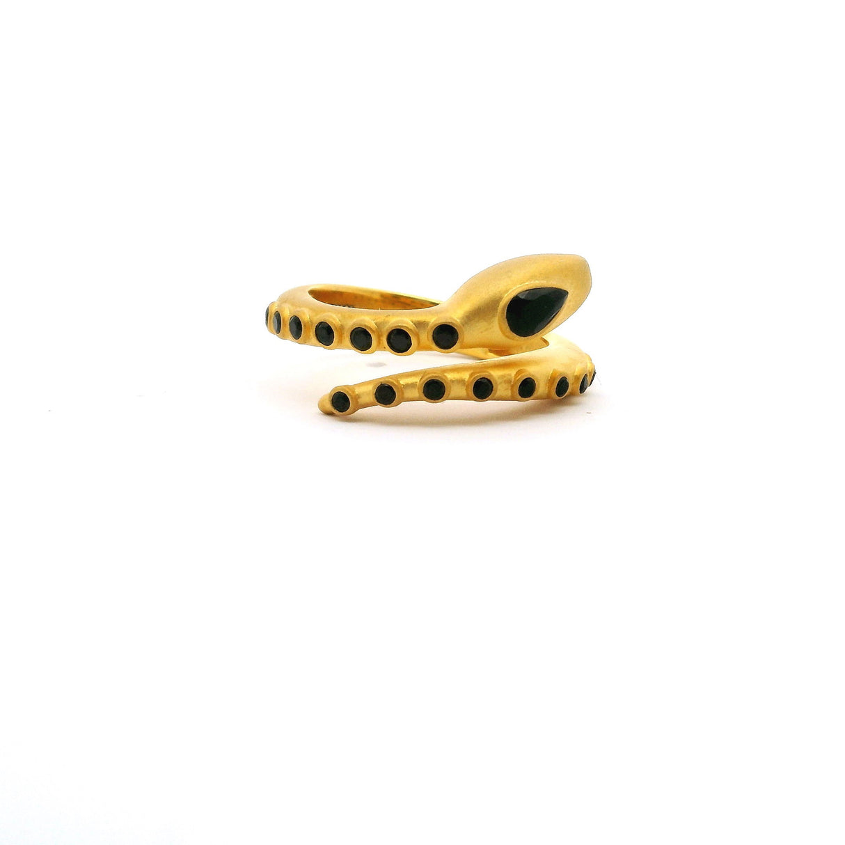 Nano Stone Ring - Wrap-around Gold & Black Snake in Gold Vermeil over 925 Sterling Silver sz7