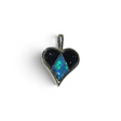 Rare Earth Gallery heart pendant featuring black onyx and blue opal inlay in a delicate silver setting.