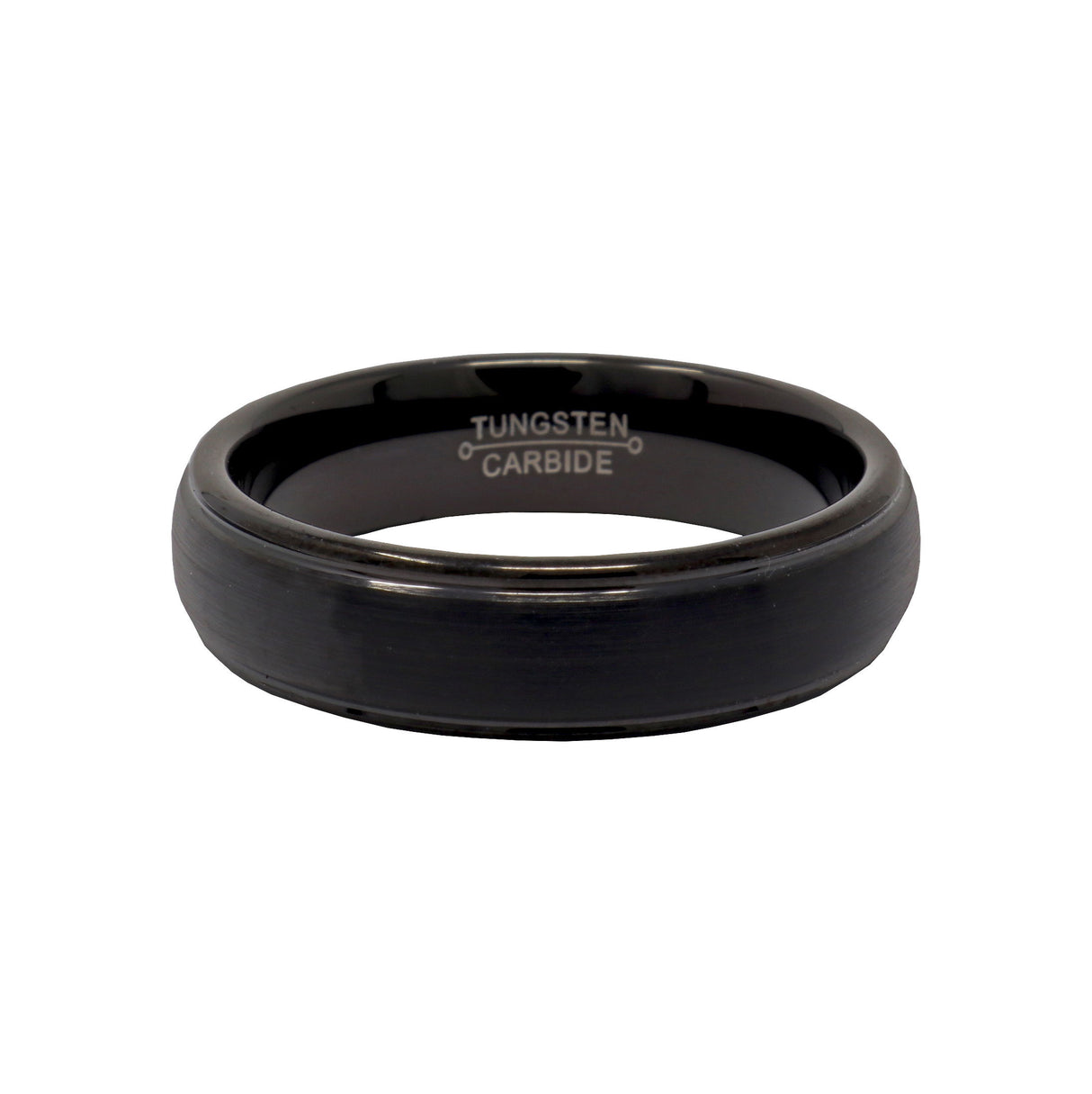 6mm Tungsten Ring with Domed Black Brushed Center