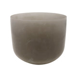 8-inch obsidian gem-infused quartz singing bowl, G note, smoky gray, on white