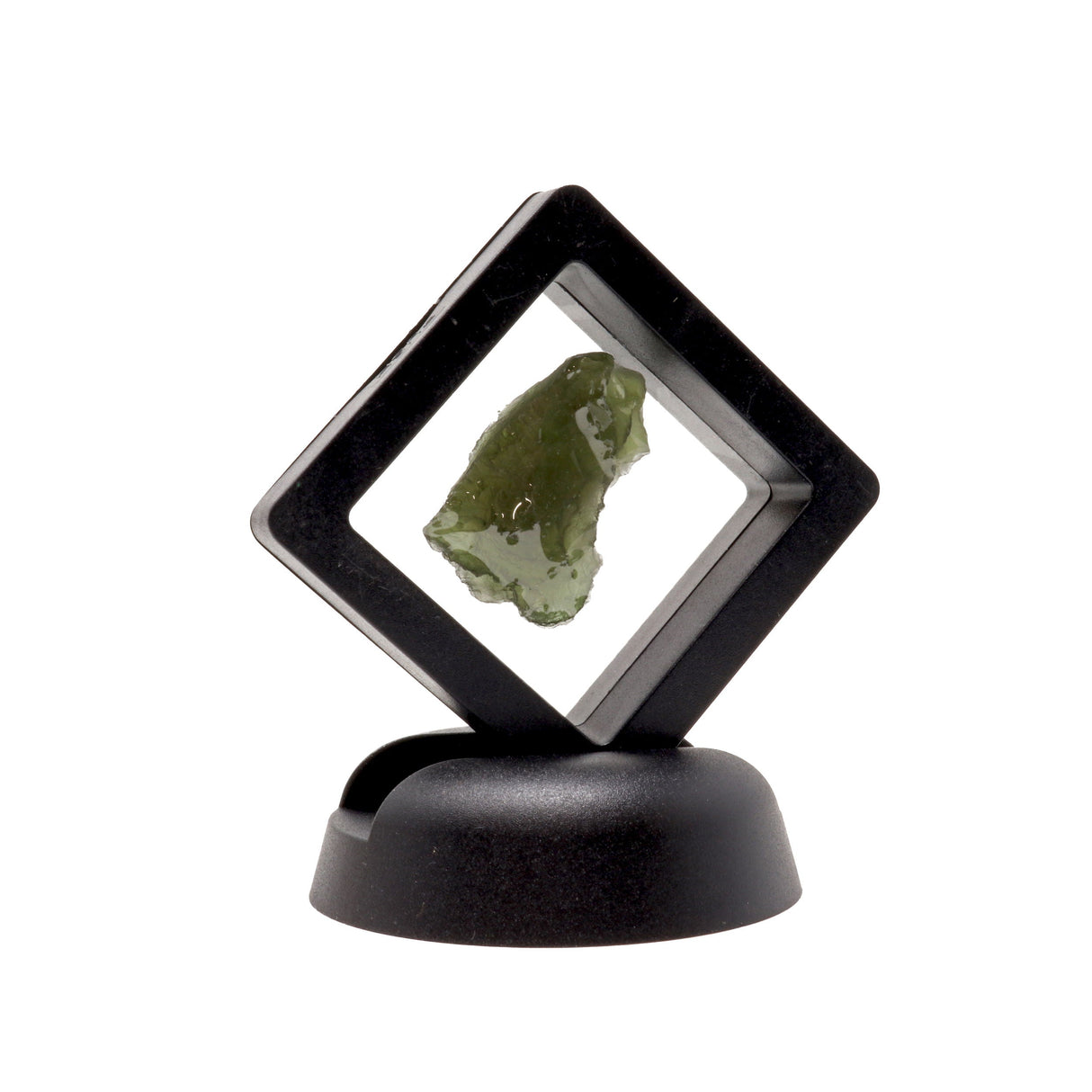 Moldavite Tektite Raw Nugget - Mountainous with Flat Side in Gel Case