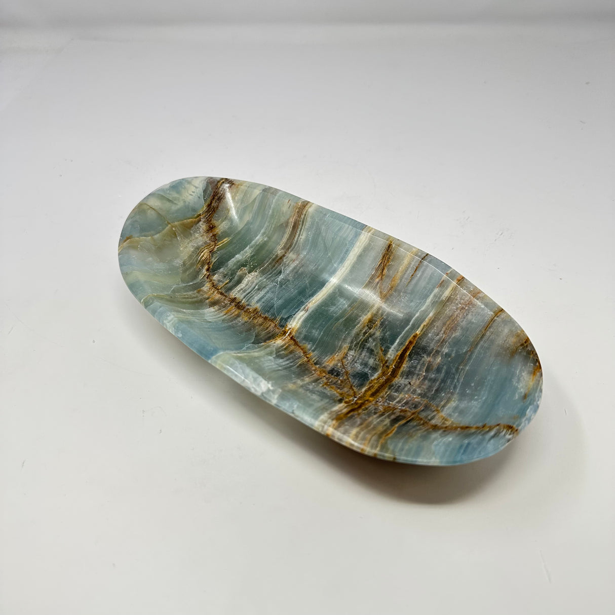 Blue Calcite Banded Dish - Oblong