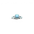 Rare Earth Gallery square larimar cabochon ring with a silver bezel and studded band detail in size 6