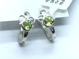 Peridot Hoop Earrings - Faceted Round With Three Silver Loops & Leverback Clasp