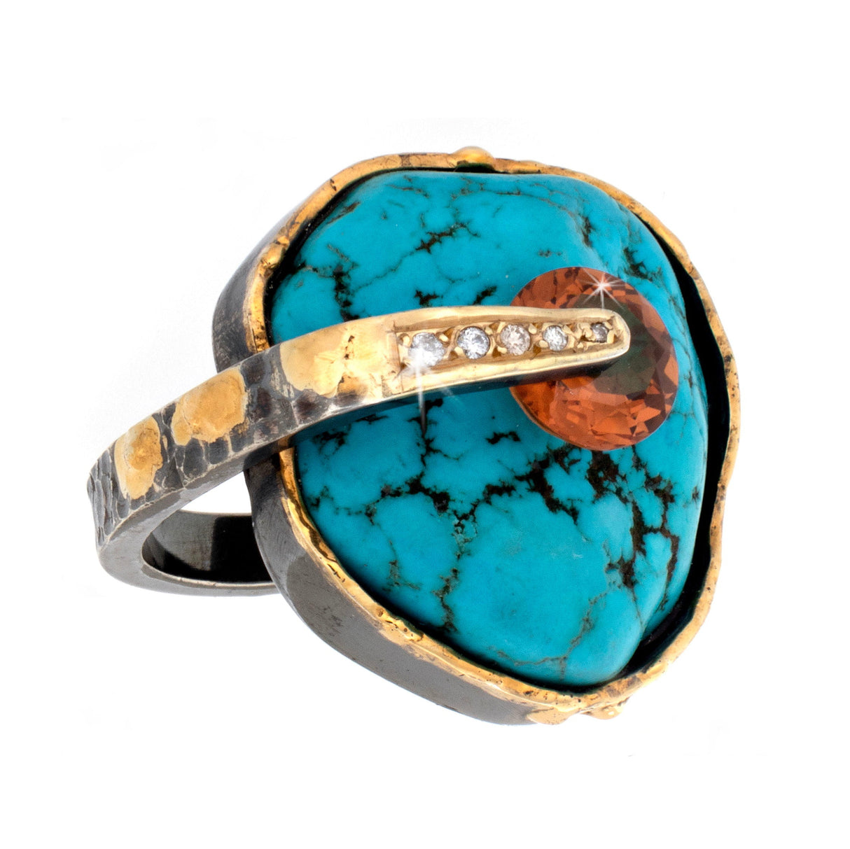 Chinese Turquoise Ring Size 9 - Nugget with Faceted Brilliant Zultanite S