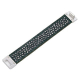 Narrow Swarovaki Crystal Wrap Bracelet - Gray & Green Rounds with Magnetic Clasp