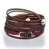 Double Wrap Druze Bracelet - Red with Magnetic Clasp